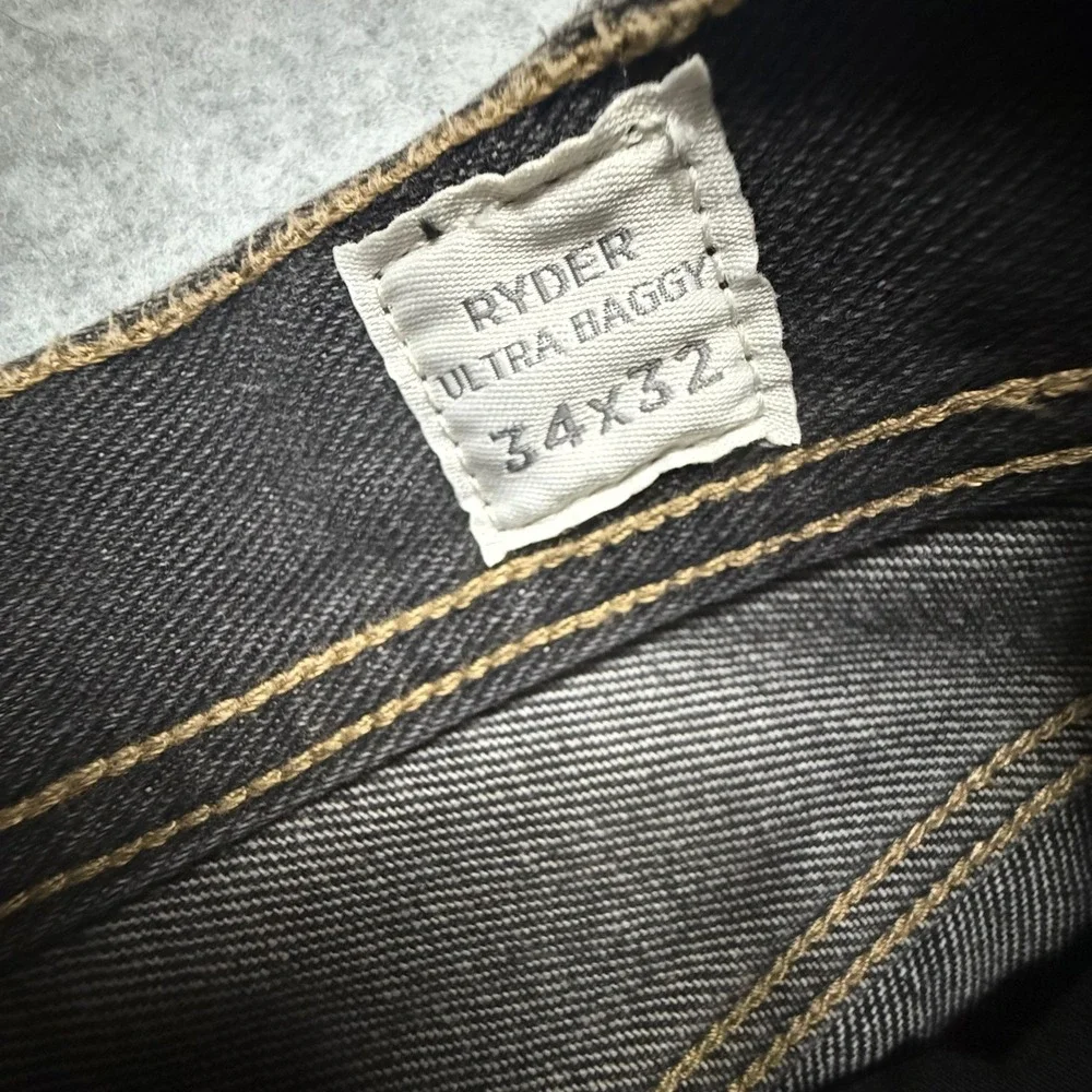 PacSun Ryder Ultra Baggy Jeans Mens 34x32 Faded Black Wide Leg Skater Grunge NWT
